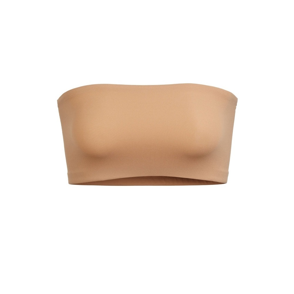 SKIMS Fits Everybody Bandeau Bra Top Nude Tan Strapless Size L Seamless NWT